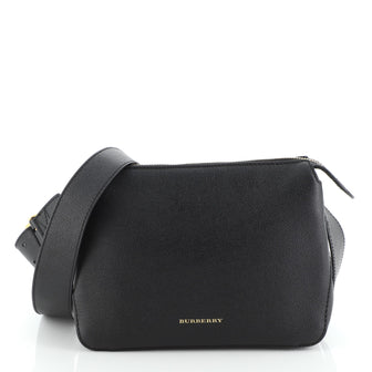 Burberry Helmsley Crossbody Bag Leather with House Check Canvas Small
