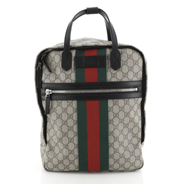 Gucci Web Zip Handle Backpack GG Coated Canvas
