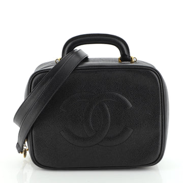 Chanel Vintage Timeless Zip Around Vanity Case Caviar Small