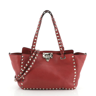 Valentino Rockstud Tote Pebbled Leather Small