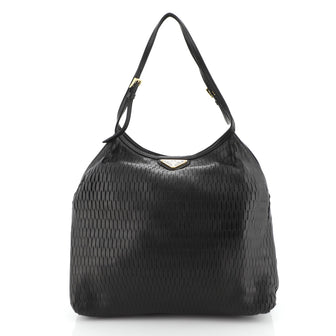 Prada Open Hobo Perforated Leather Medium