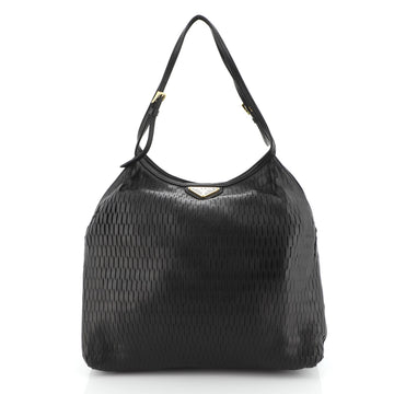 Prada Open Hobo Perforated Leather Medium