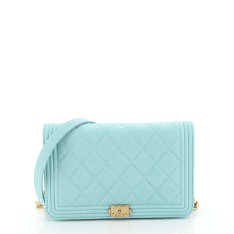 Chanel Boy Wallet on Chain Quilted Crumpled Calfskin