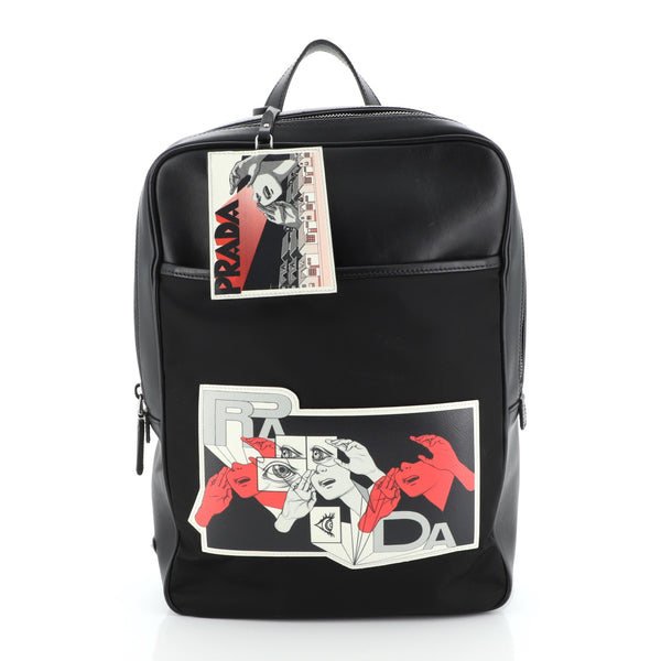 Prada Comic Backpack Leather and Tessuto Large Black 5490994