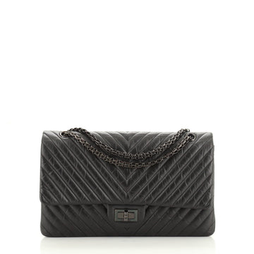 Chanel So Black Reissue 2.55 Flap Bag Chevron Aged Calfskin 227