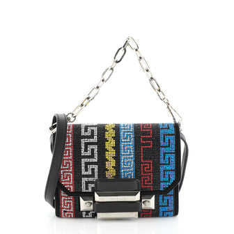 Versace DV One Shoulder Bag Crystal Embellished Suede Small