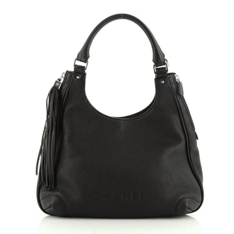 Chanel Lax Shoulder Bag Pebbled Leather Large