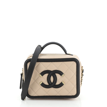 Chanel Filigree Vanity Case Quilted Caviar Small