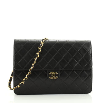 Chanel Vintage Clutch with Chain Quilted Leather Medium