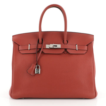 Hermes Birkin Handbag Red Togo with Palladium Hardware 35