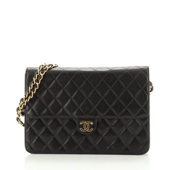 Chanel Vintage Clutch with Chain Quilted Leather Medium