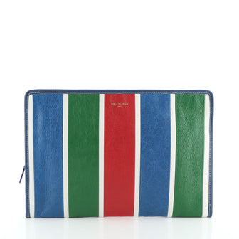 Balenciaga Bazar Pouch Striped Leather