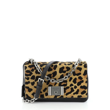 Prada Chain Flap Shoulder Bag Leather with Pony Hair Medium