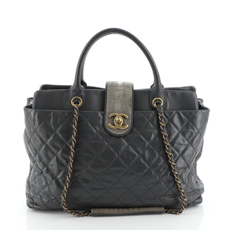 Chanel Bindi Tote Quilted Leather with Stingray Large