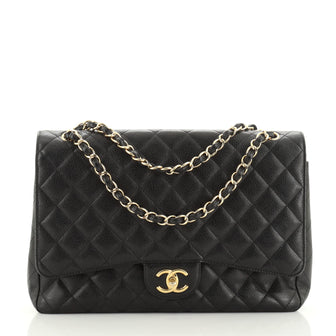 Chanel Classic Double Flap Bag Quilted Caviar Maxi