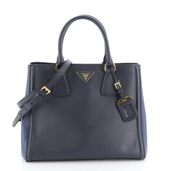 Prada Bicolor Lux Convertible Open Tote Saffiano Leather Medium