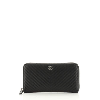 Chanel Zip Around Wallet Chevron Caviar Long