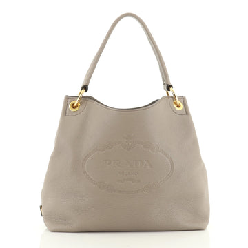Prada Embossed Logo Hobo Vitello Daino Medium