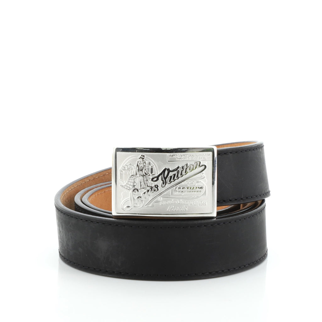 Louis Vuitton Travelling Requisites Belt Leather Thin Black 5507822
