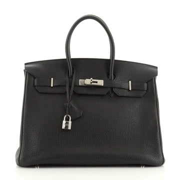 Hermes Birkin Handbag Black Togo with Palladium Hardware 35