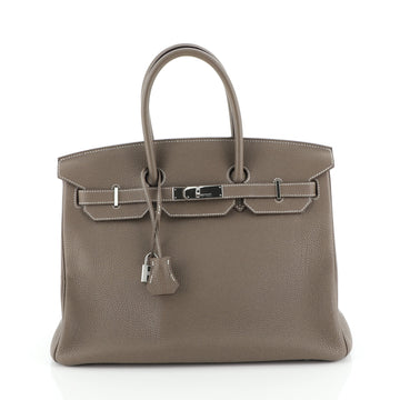 Hermes Birkin Handbag Grey Togo with Palladium Hardware 35