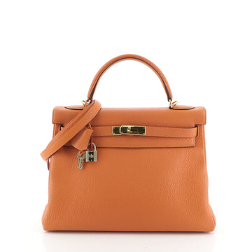 Hermes Kelly Handbag Orange Togo with Gold Hardware 32