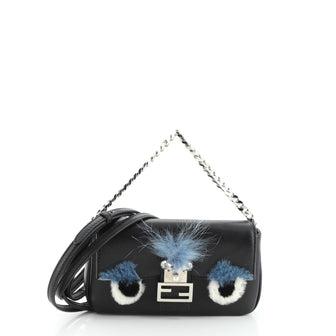 Fendi Monster Baguette Leather and Fur Micro