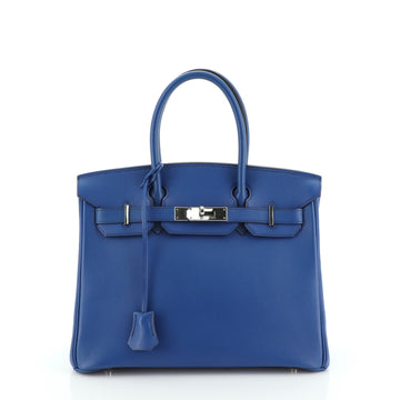 Hermes Birkin Handbag Blue Gulliver with Palladium Hardware 30