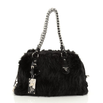 Prada Chain Bowler Bag Fur Medium