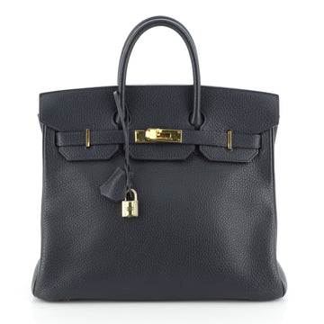 Hermes HAC Birkin Bag Blue Ardennes with Gold Hardware 32