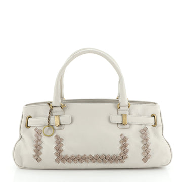 Bottega Veneta East West Tote Leather with Intrecciato Snakeskin Detail Large