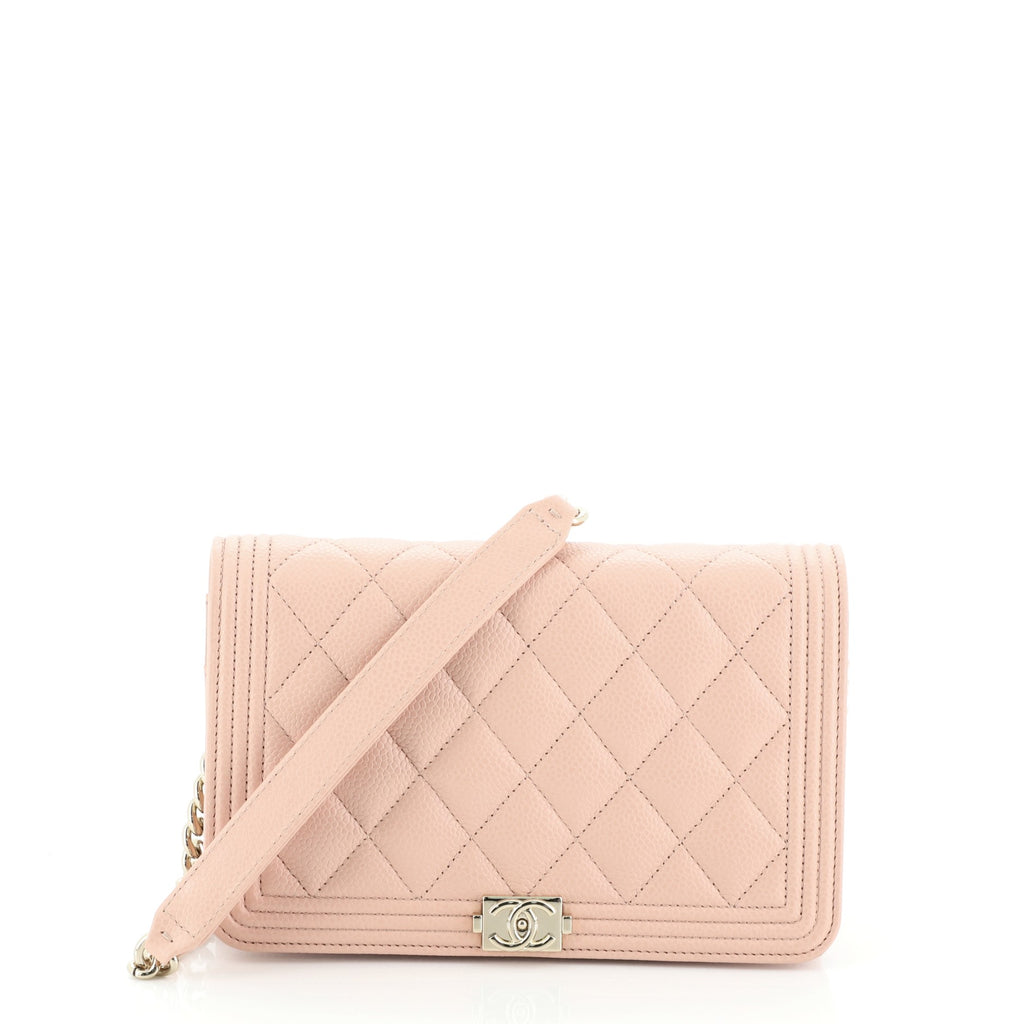 Chanel CHANEL Cabia Skin Boy Channel Wallet Palk Pink P14114