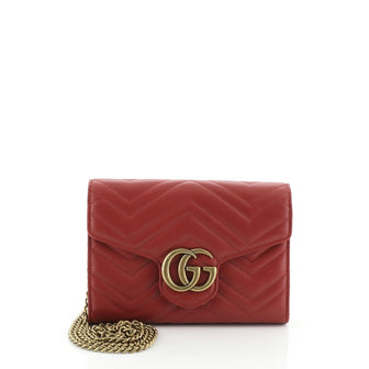Gucci GG Marmont Chain Wallet Matelasse Leather Mini