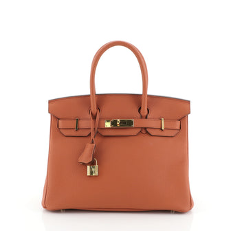 Hermes Birkin Handbag Orange Togo with Gold Hardware 30