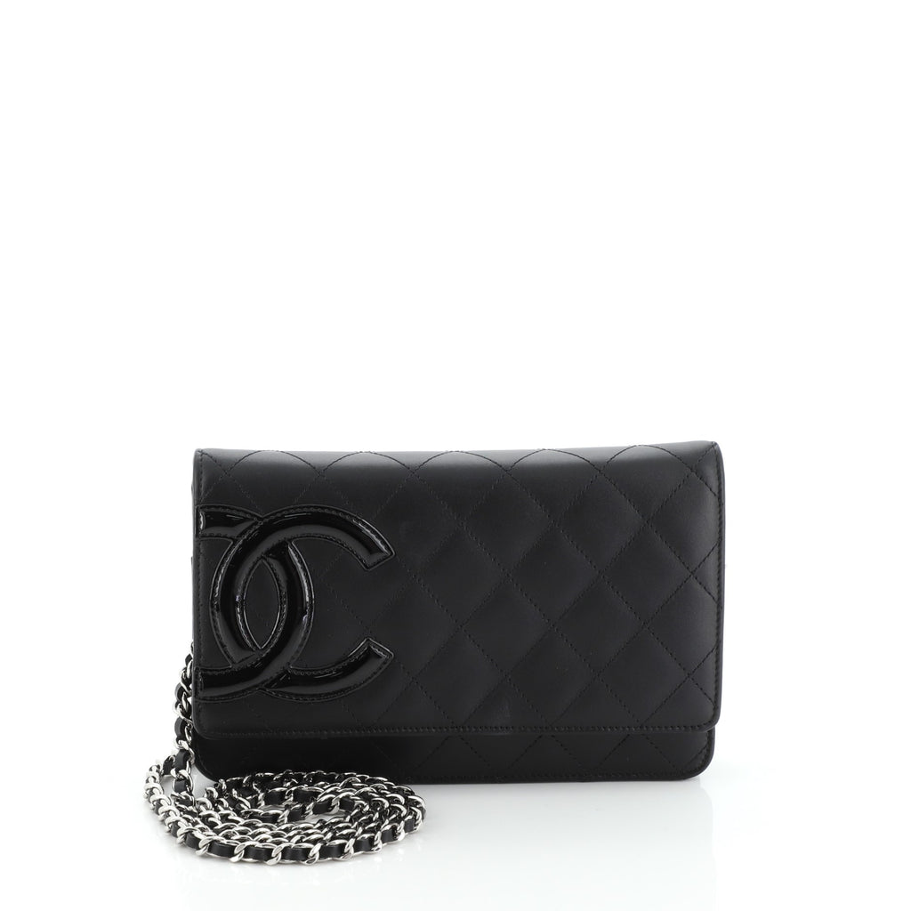 Chanel Cambon Wallet on Chain Quilted Leather Black 551581