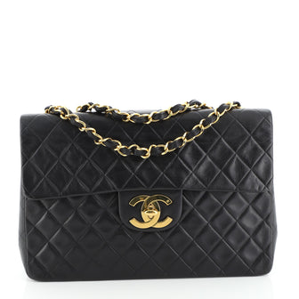 Chanel Vintage Classic Single Flap Bag Quilted Lambskin Maxi