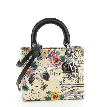 Christian Dior Vintage Lady Dior Bag Printed Canvas Medium