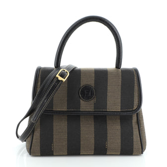 Fendi Vintage Pequin Convertible Top Handle Bag Canvas Small