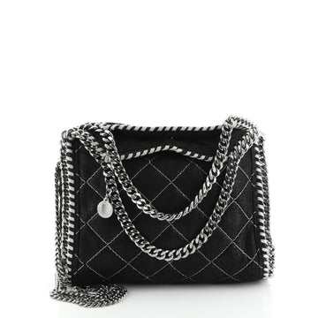 Stella McCartney Falabella Fold Over Crossbody Bag Quilted Shaggy Deer Mini