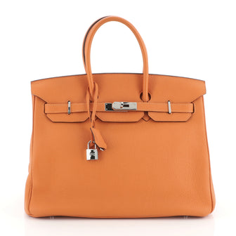 Hermes Birkin Handbag Orange Togo with Palladium Hardware 35