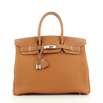 Hermes Birkin Handbag Brown Togo with Palladium Hardware 35