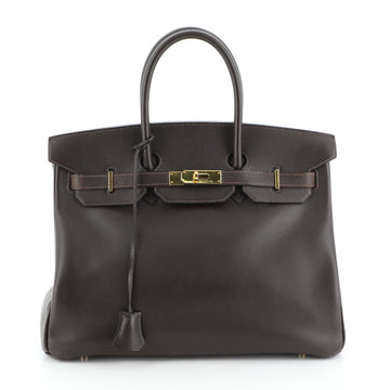 Hermes Birkin Handbag Brown Courchevel with Gold Hardware 35