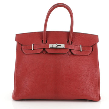 Hermes Birkin Handbag Red Chevre de Coromandel with Palladium Hardware 35