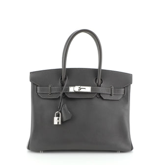 Hermes Birkin Handbag Grey Epsom with Palladium Hardware 30