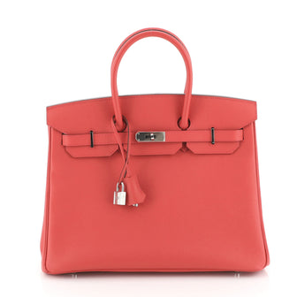 Hermes Birkin Handbag Red Epsom with Palladium Hardware 35