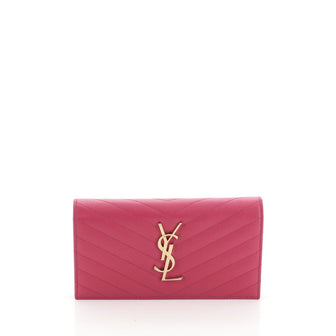 Saint Laurent Classic Flap Bifold Wallet Matelasse Chevron Leather