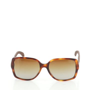 Chanel CC Square Sunglasses Tortoise Acetate and Quilted Leather