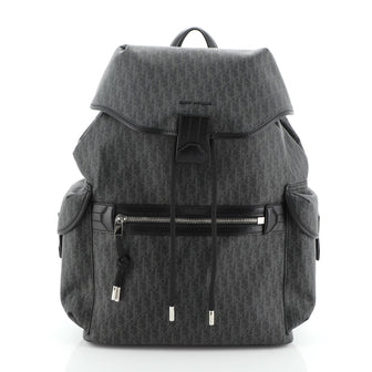 Christian Dior Drawstring Flap Backpack Darklight Coated Canvas