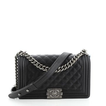 Chanel Boy Flap Bag Quilted Caviar Old Medium