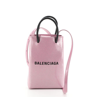Balenciaga Shopping Phone Holder Glitter Patent